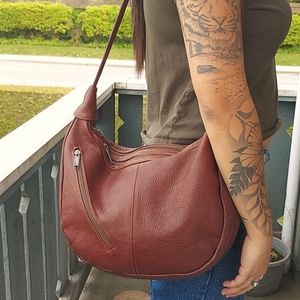 Indigo leather shoulder bag